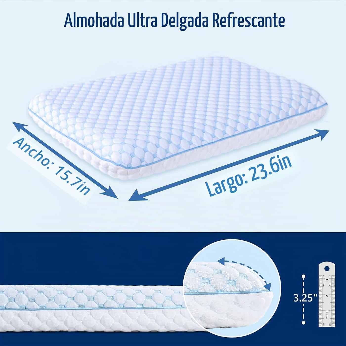 Iwacool Almohada para Dormir Boca Abajo para Alivio del Dolor de Ho...