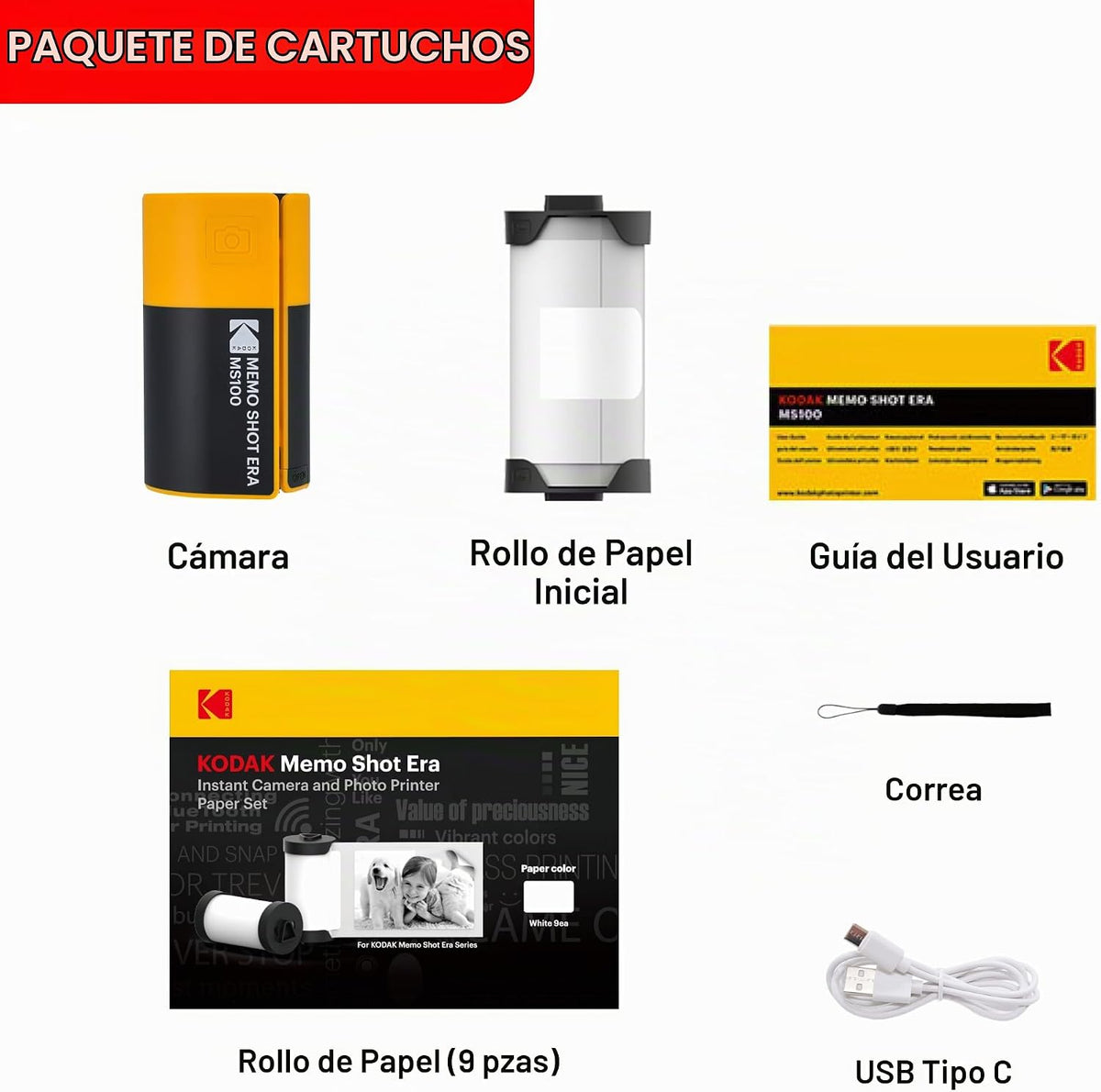 KODAK Memo Shot ERA Kids - Cámara digital instantánea e impresora d...