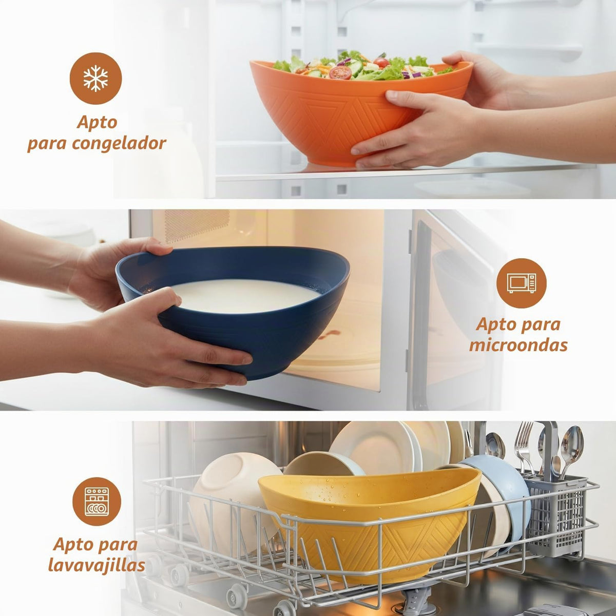 Homienly Juego de 6 cuencos de 60oz de paja de trigo, cuencos para...