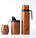 BALIBETOV Juego completo de yerba mate – Calabaza mate moderna, frasco térmico, contenedor de yerba, bombilla y cepillo de limpieza incluidos, todo acero inoxidable 304 18/8 de alta calidad
