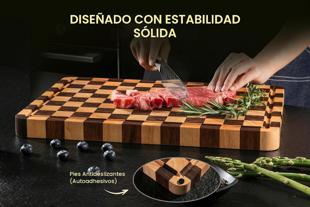 THETCHRY Tabla de cortar para cocina, tabla de cortar a cuadros gru...