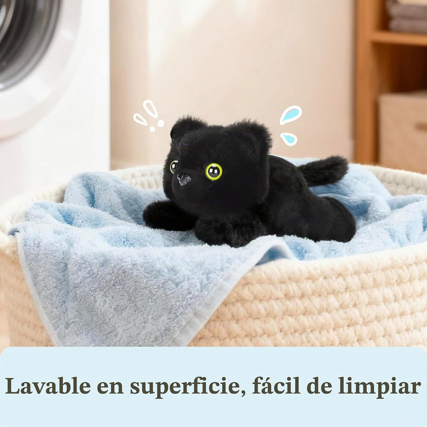 IKASA Gato Negro de Peluche, Juguetes de Peluche de 8 Pulgadas, Gat...