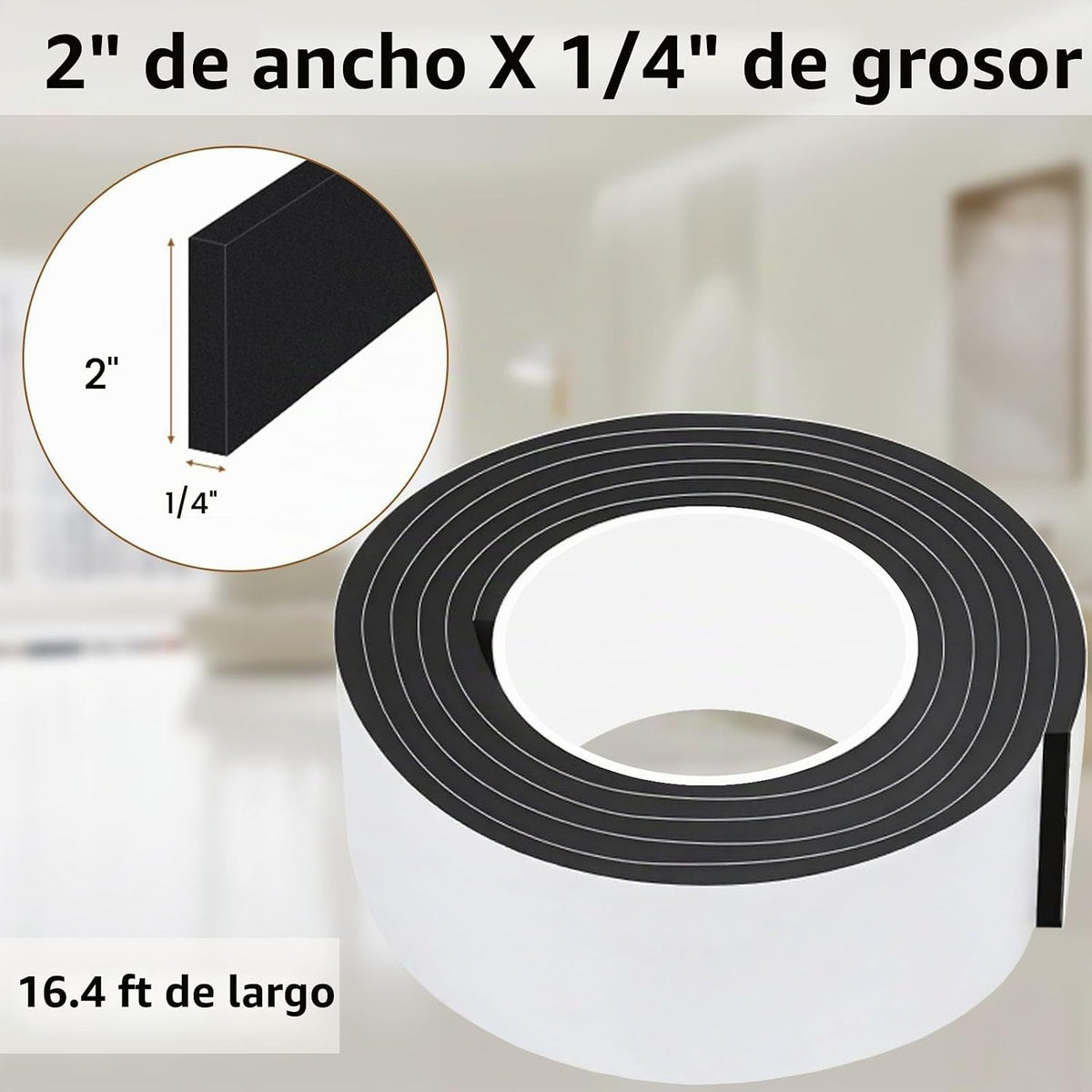 Cinta de sellado de espuma resistente a la intemperie de 16.4 pies,...