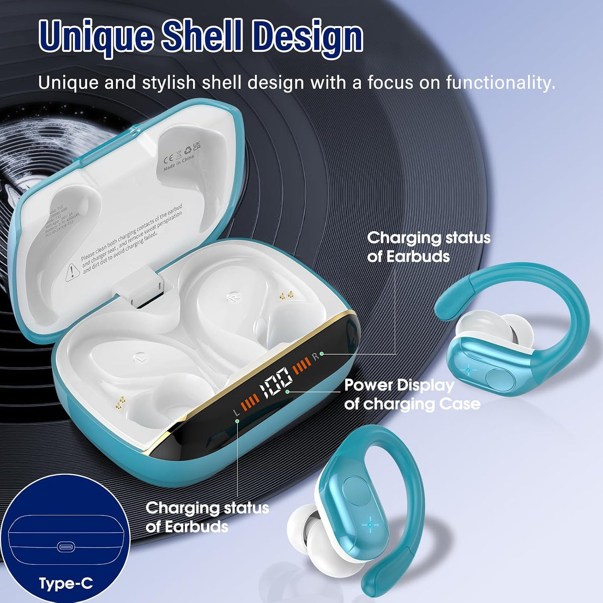 Auriculares Bluetooth 5.4 Auriculares Estéreo 75H Deportes Inalámbr...