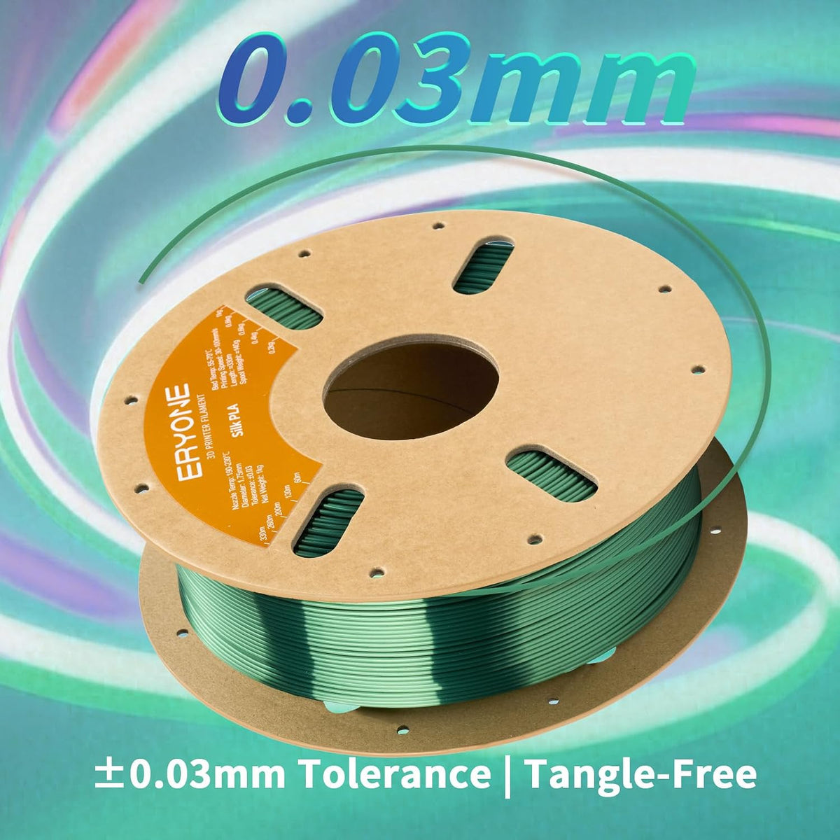 ERYONE Filamento PLA de seda para impresora 3D de 0.07 in +\/- 0.00...