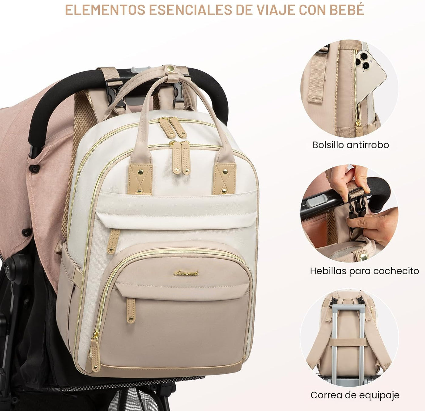 LOVEVOOK Mochila para Pañales, Bolsa de Bebé con Cambiador, Mochila...