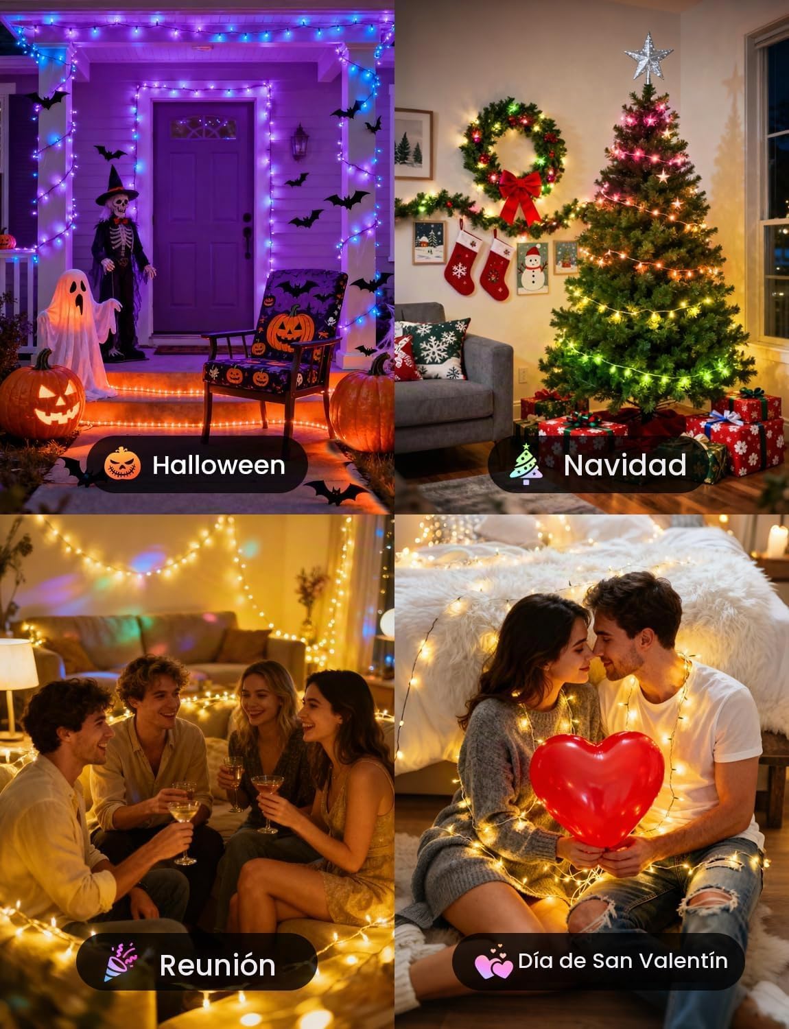 Luces de hadas inteligentes para árbol de Navidad de 98.4 pies, 300...