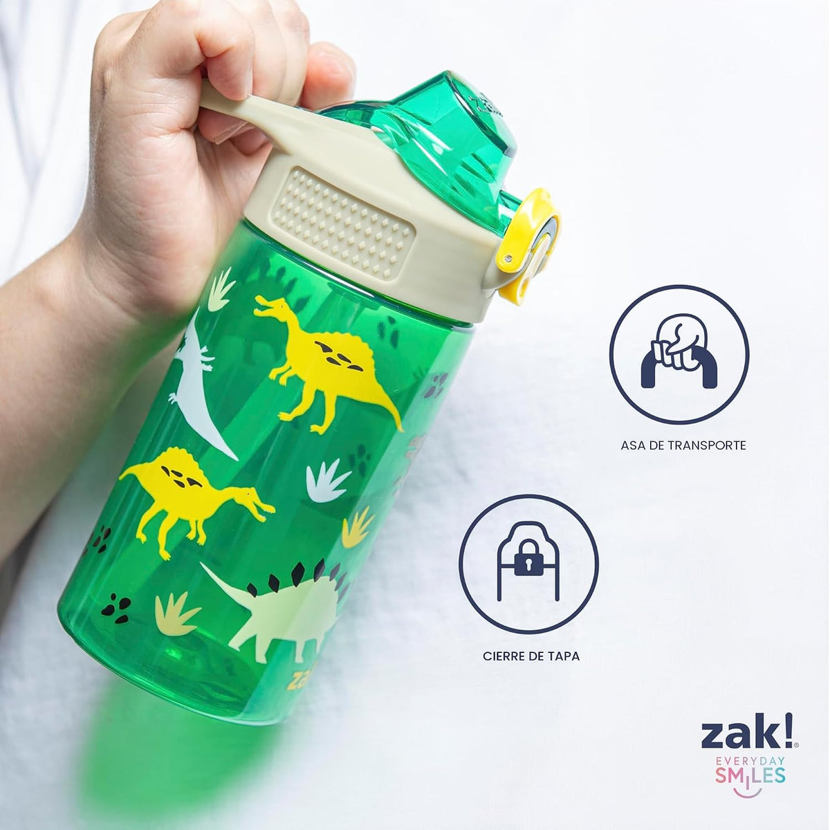 Zak Designs Barbie Sage Botella de agua para niños con pajita a pru...