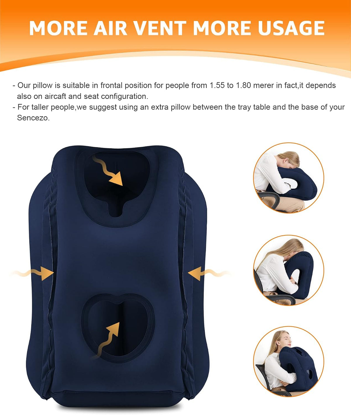 Almohada inflable del viaje para el cuello del avión y la lumbar, u...