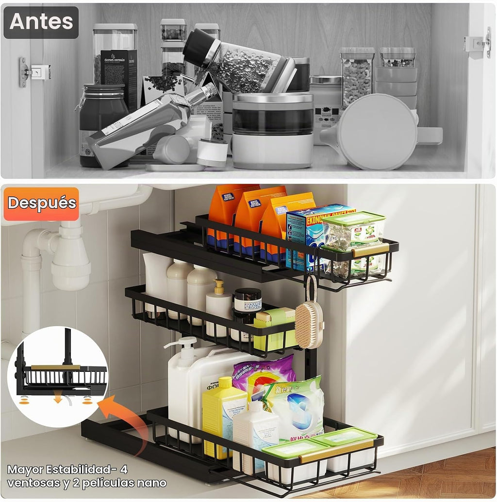 Organizador y almacenamiento debajo del fregadero para baño y cocin...