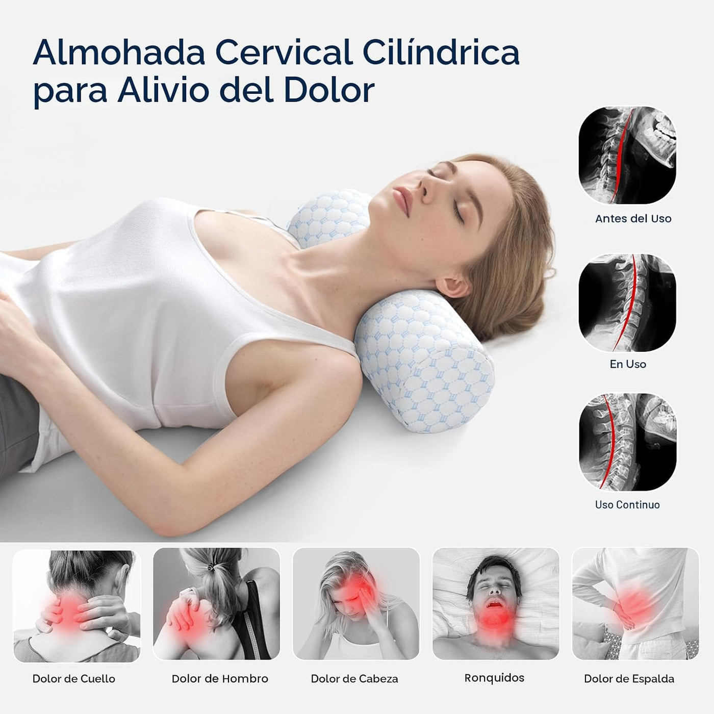 Forcanby Almohada Enrollable para el Alivio del Dolor de Cuello - A...