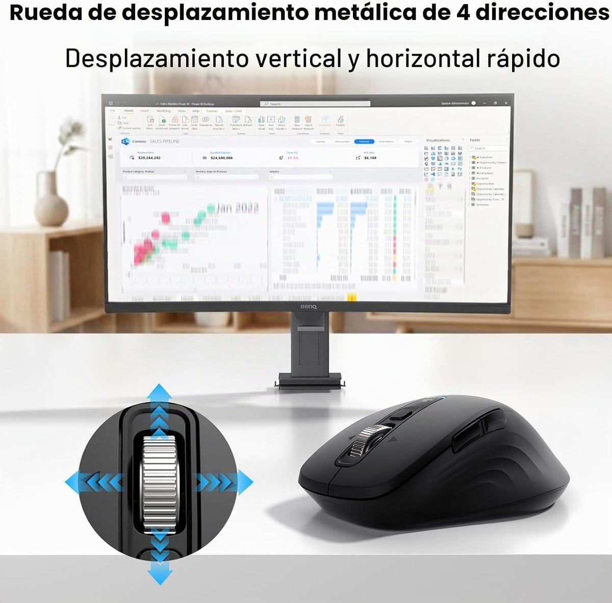 Ratón Bluetooth inalámbrico, mouse ergonómico multidispositivo con...