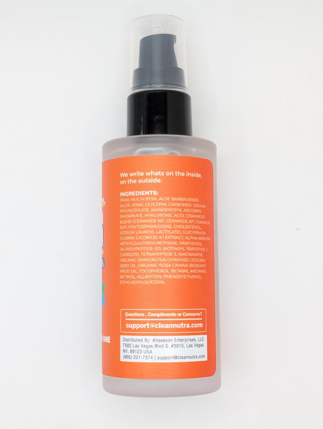 Clean Beauty Suero de mucina de caracol con vitamina C, suero facia...