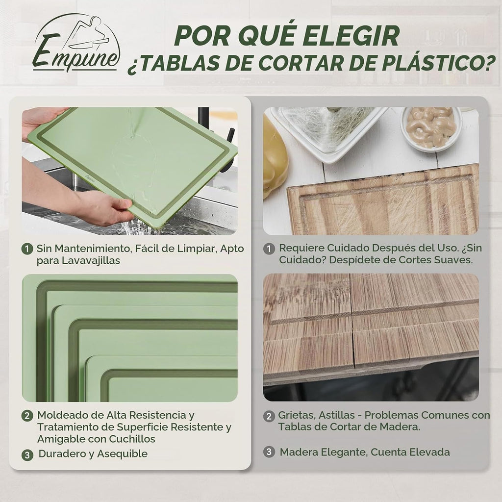 Empune - Juego de tablas de cortar de plástico, tablas de cortar de...