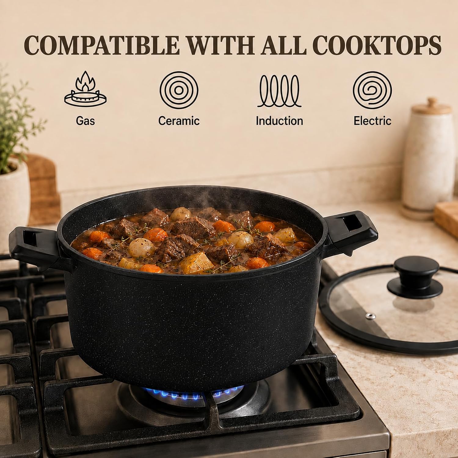 KIKCOIN Juego de ollas y sartenes, juego de 30 utensilios de cocina...