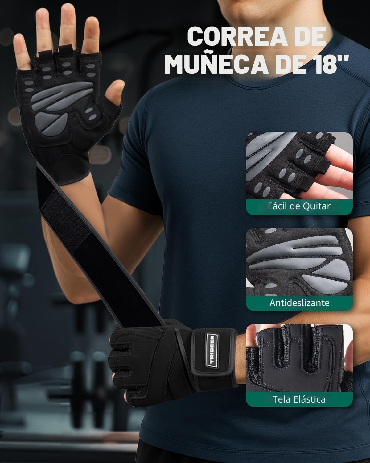 Trideer Guantes de entrenamiento para hombres, guantes para levanta...