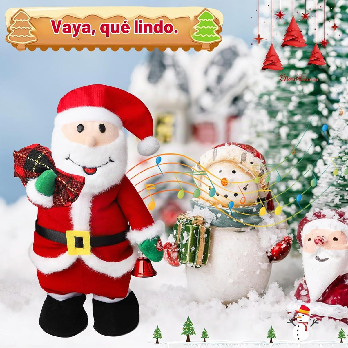 Peluche musical de Papá Noel cantante bailarín, versión de rock can...