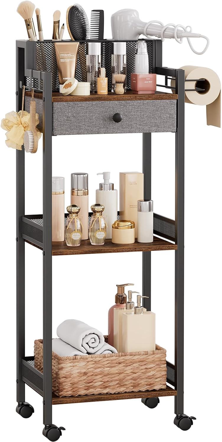 FURFUN - Soporte de baño, carrito de maquillaje con cajón para cosm...