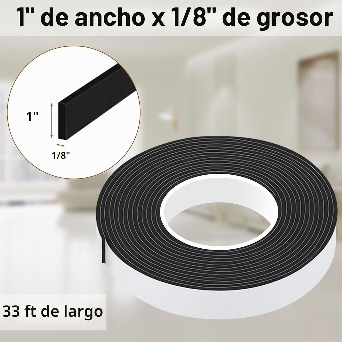 Sellador de Espuma Burlete para Puerta de 1 pulgada de Ancho x 1\/8...