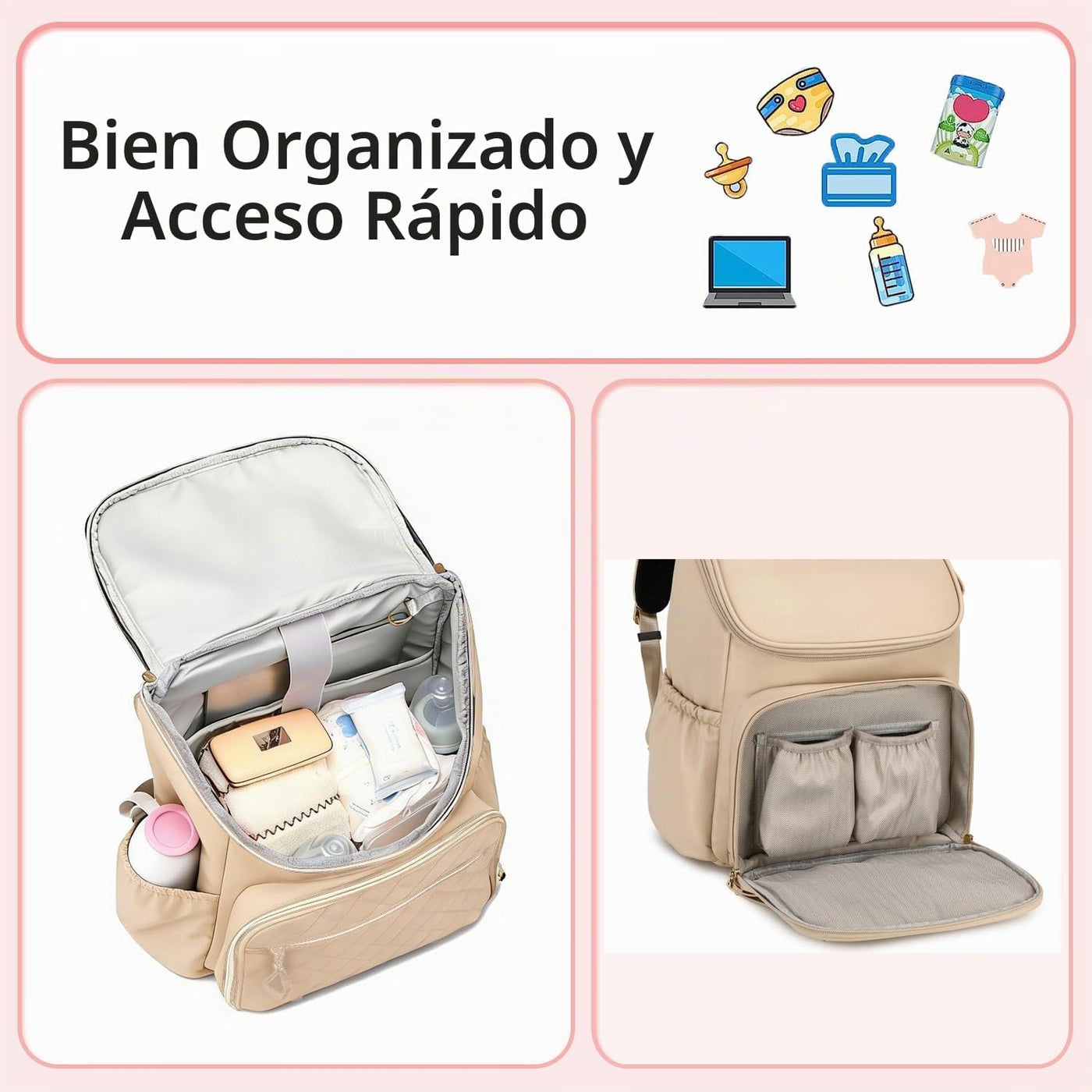 LORADI Mochila ligera para pañales, mediana | Clips para cochecito,...