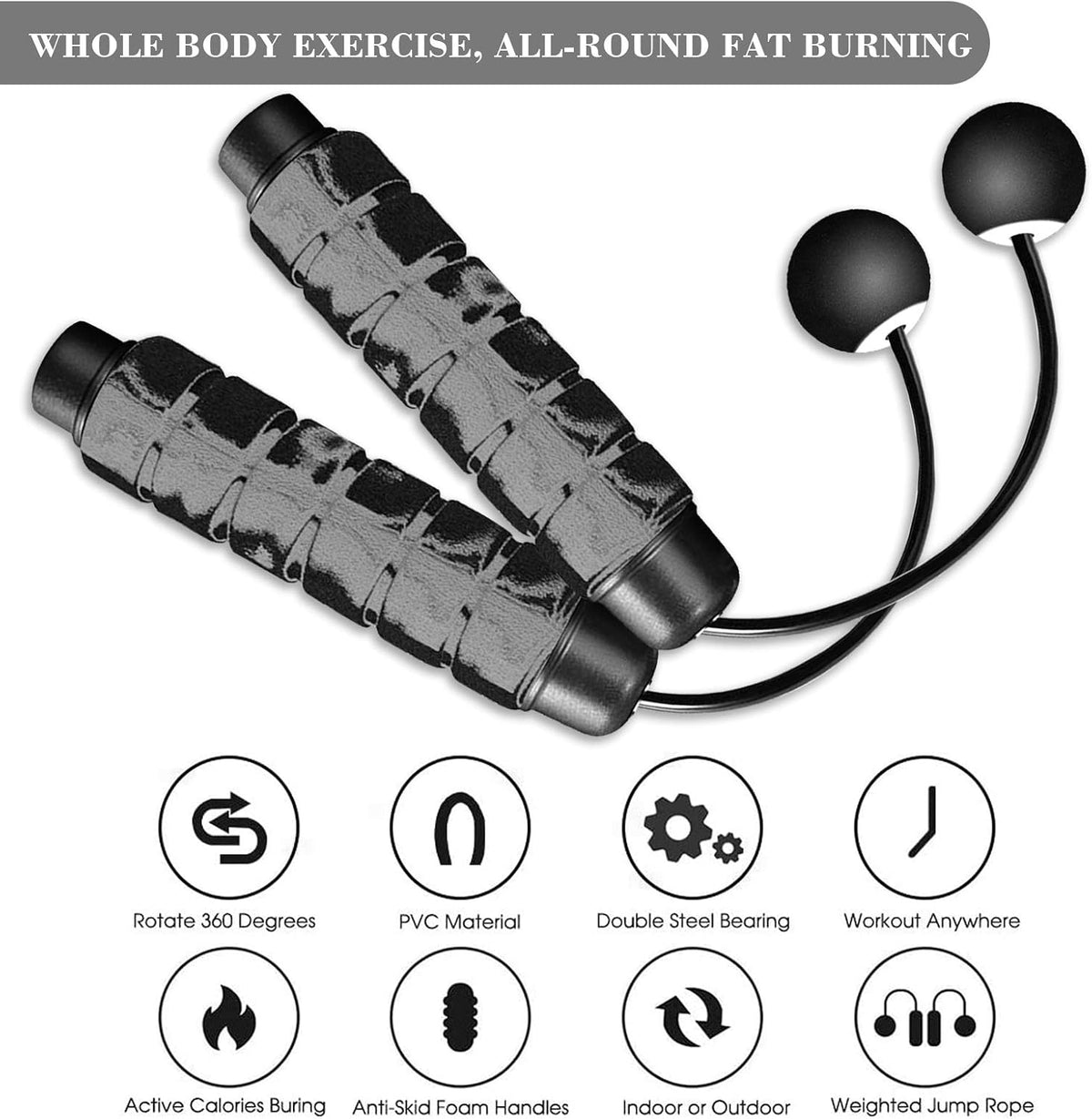Redify Cuerda de saltar inalámbrica con peso para fitness [adecuada...