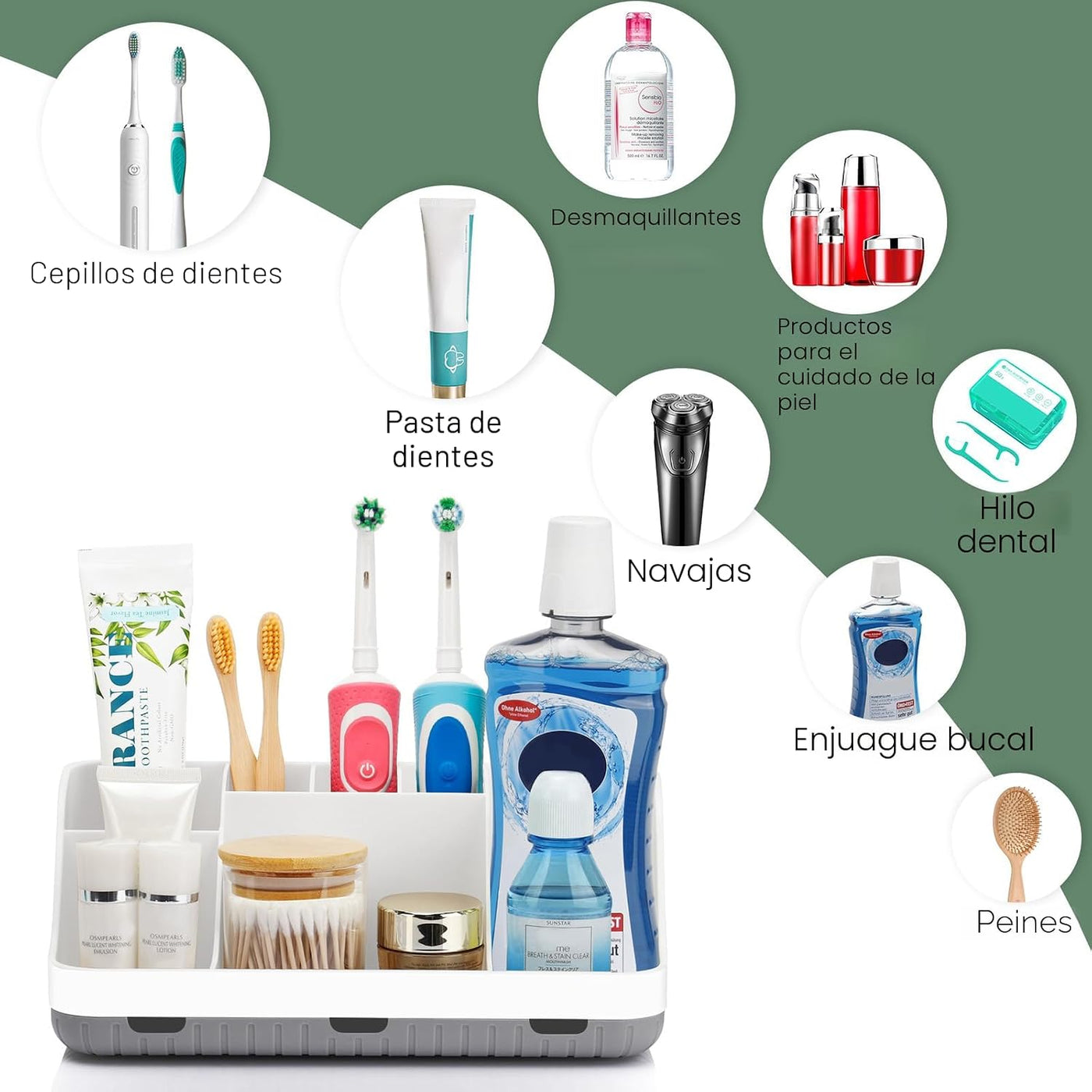 GFWARE Soporte para cepillos de dientes para baño, organizador de e...
