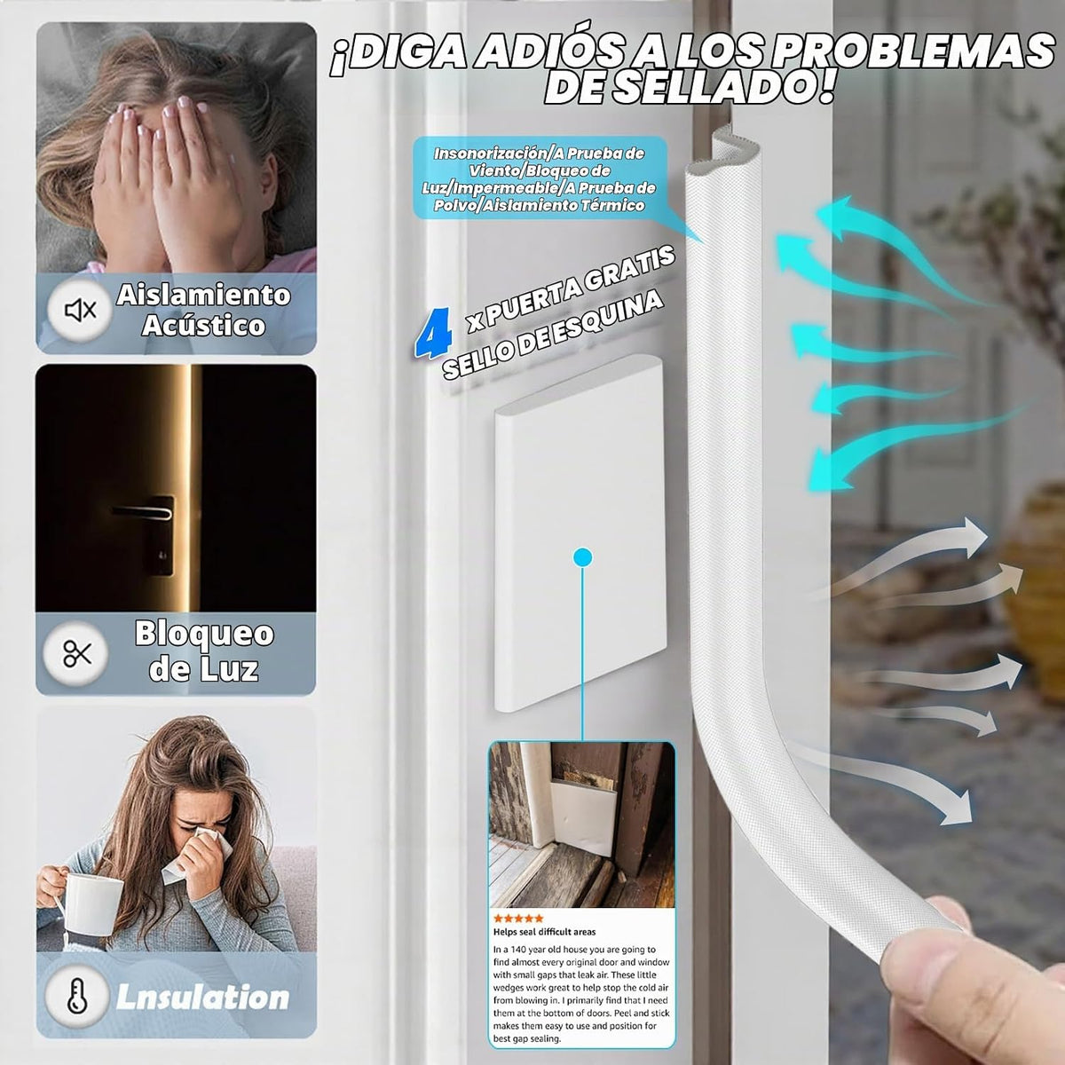 Bantie Kerf - Sello de puerta con aislamiento insonorizado para esp...
