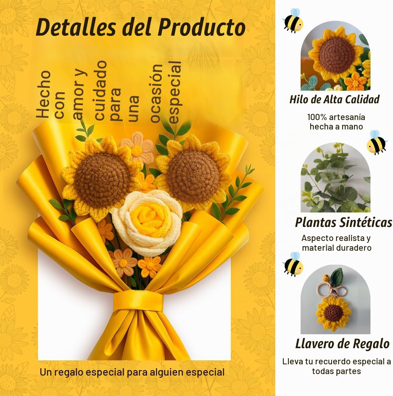 AMARILO - Ramo de flores de ganchillo con girasoles - Flores de hil...