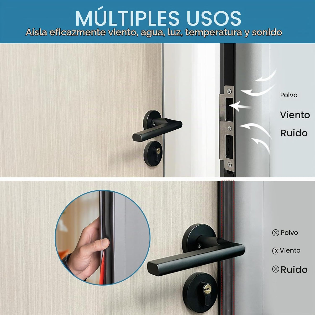 Burlete de goma para puerta de sellado, parte trasera autoadhesiva...
