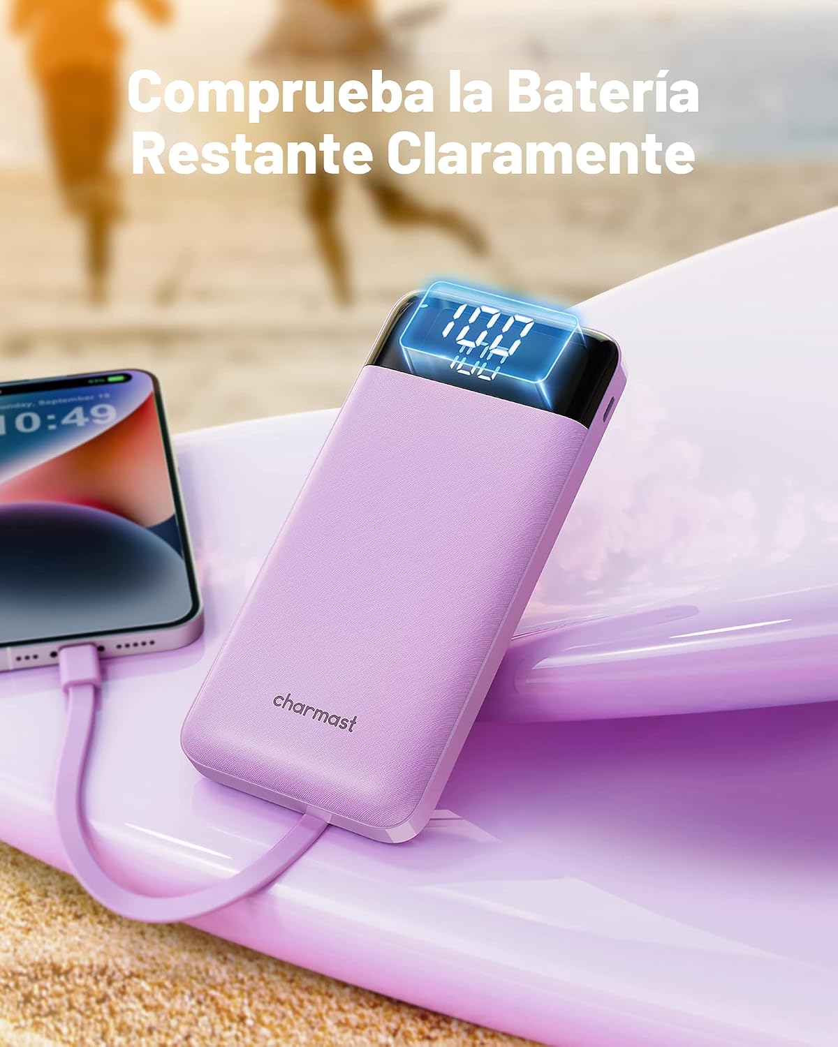 charmast Cargador portátil con 4 cables integrados reforzados | 100...