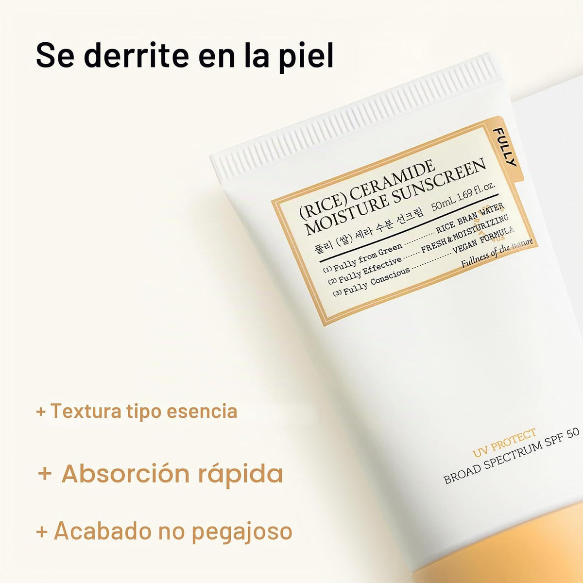 FULLY Rice Ceramide Moisture Protector solar SPF 50, sin fundición...