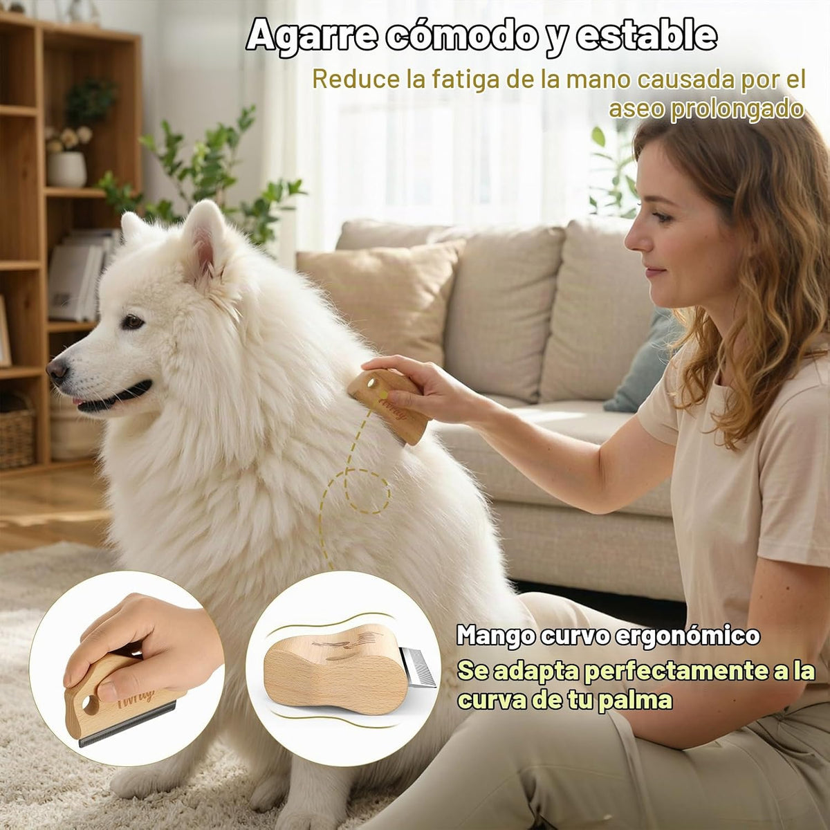 Tivray Cepillo de pelo para perros, cepillo para quitar pelo de mas...