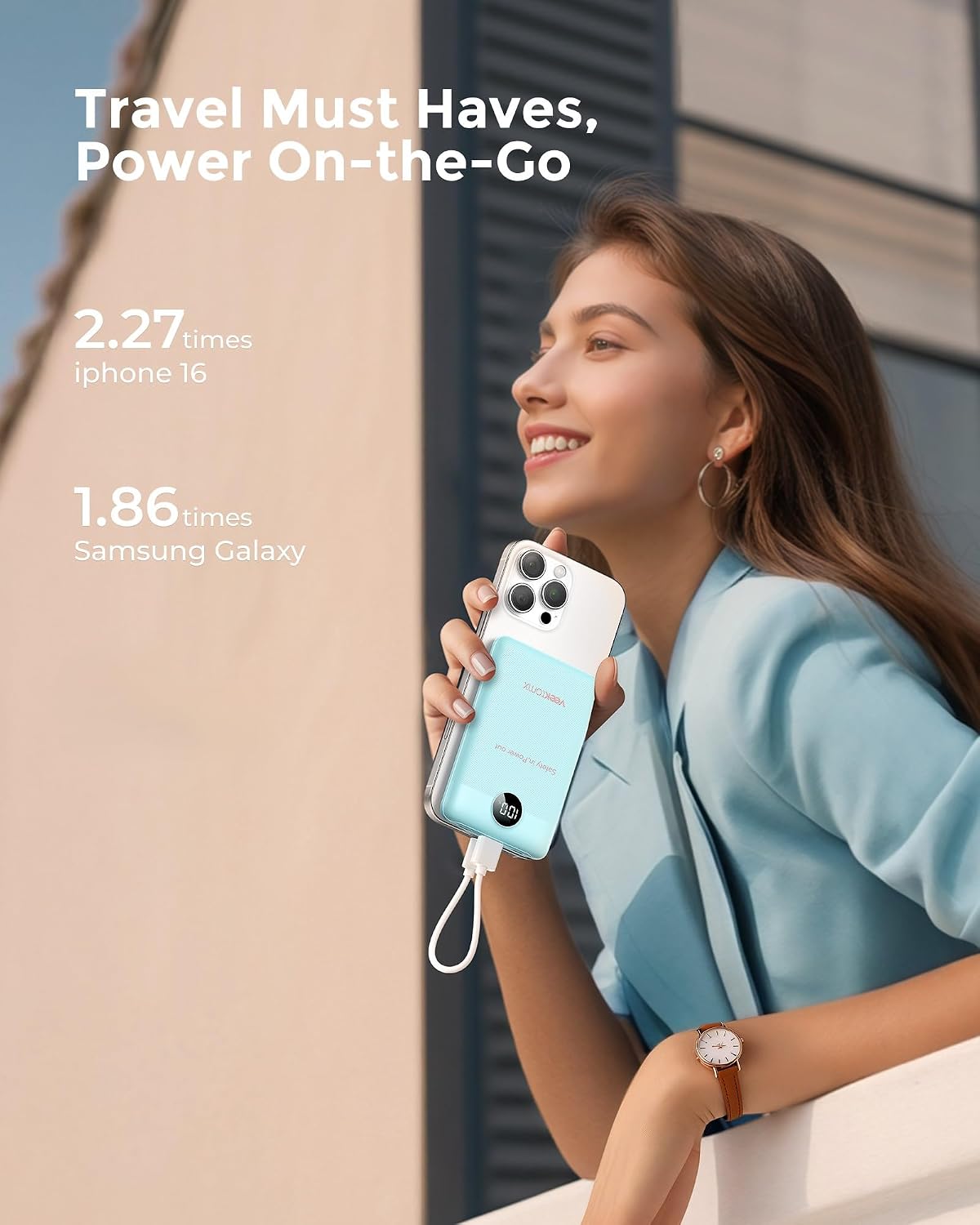 VEEKTOMX 10000mAh Mini Power Bank, cargador rápido de 22,5W para iP...