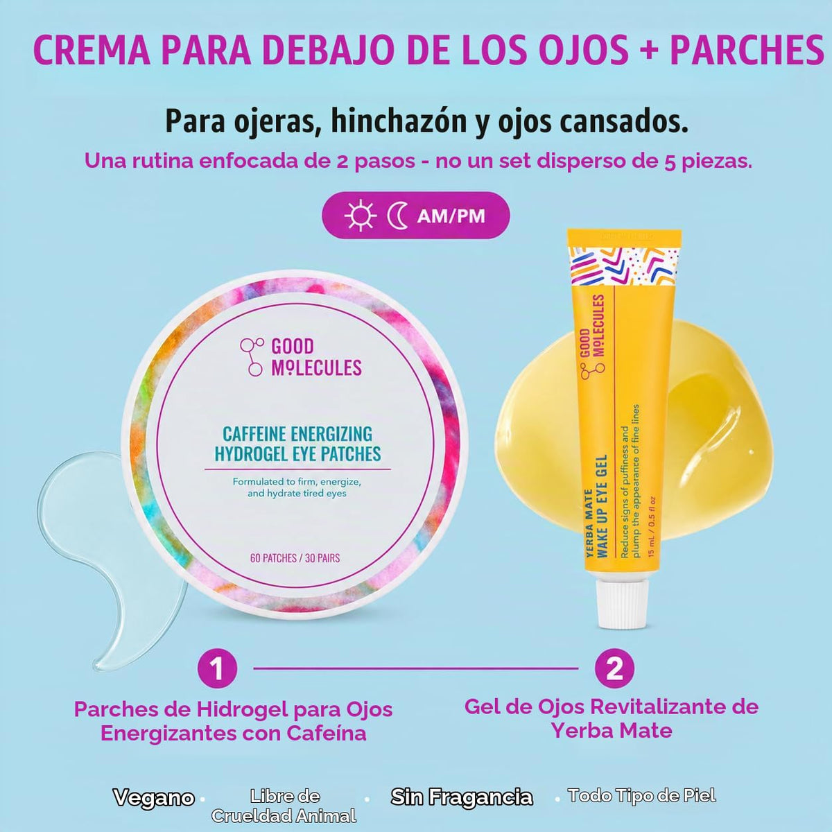 Good Molecules Set de ojos energizante, gel para ojos de yerba mate...