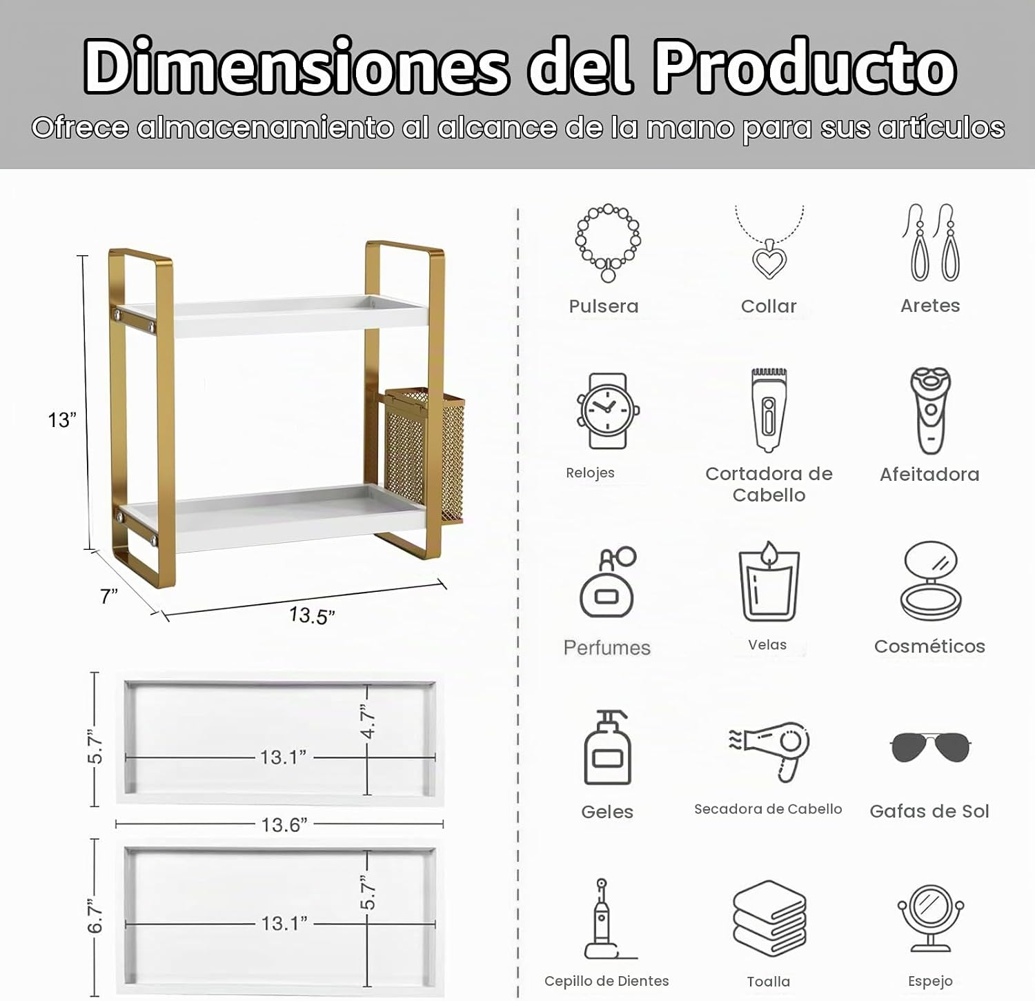 LEMIKKLE Organizador de Mostrador de Baño con Canasta, Cuidado de l...