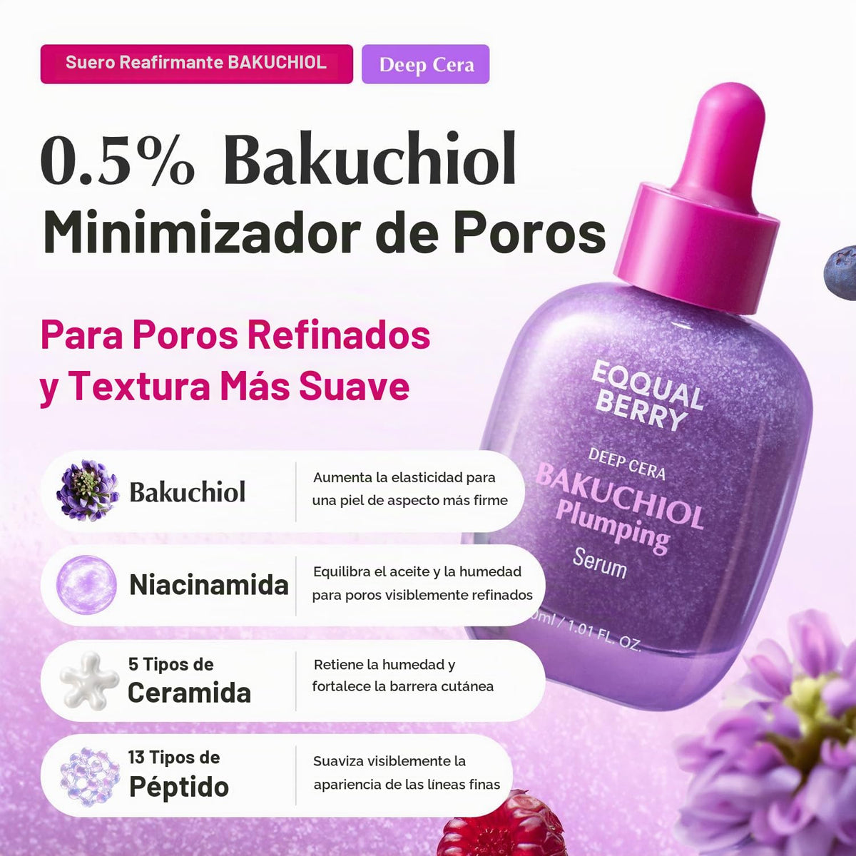 EQQUALBERRY Bakuchiol - Suero rellenador | Alternativa de retinol B...