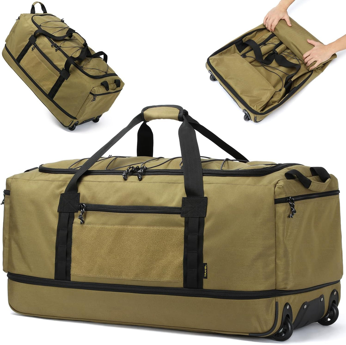 Laripwit Bolsa de Lona Plegable con Rueda Extra Grande 167L Expandi...