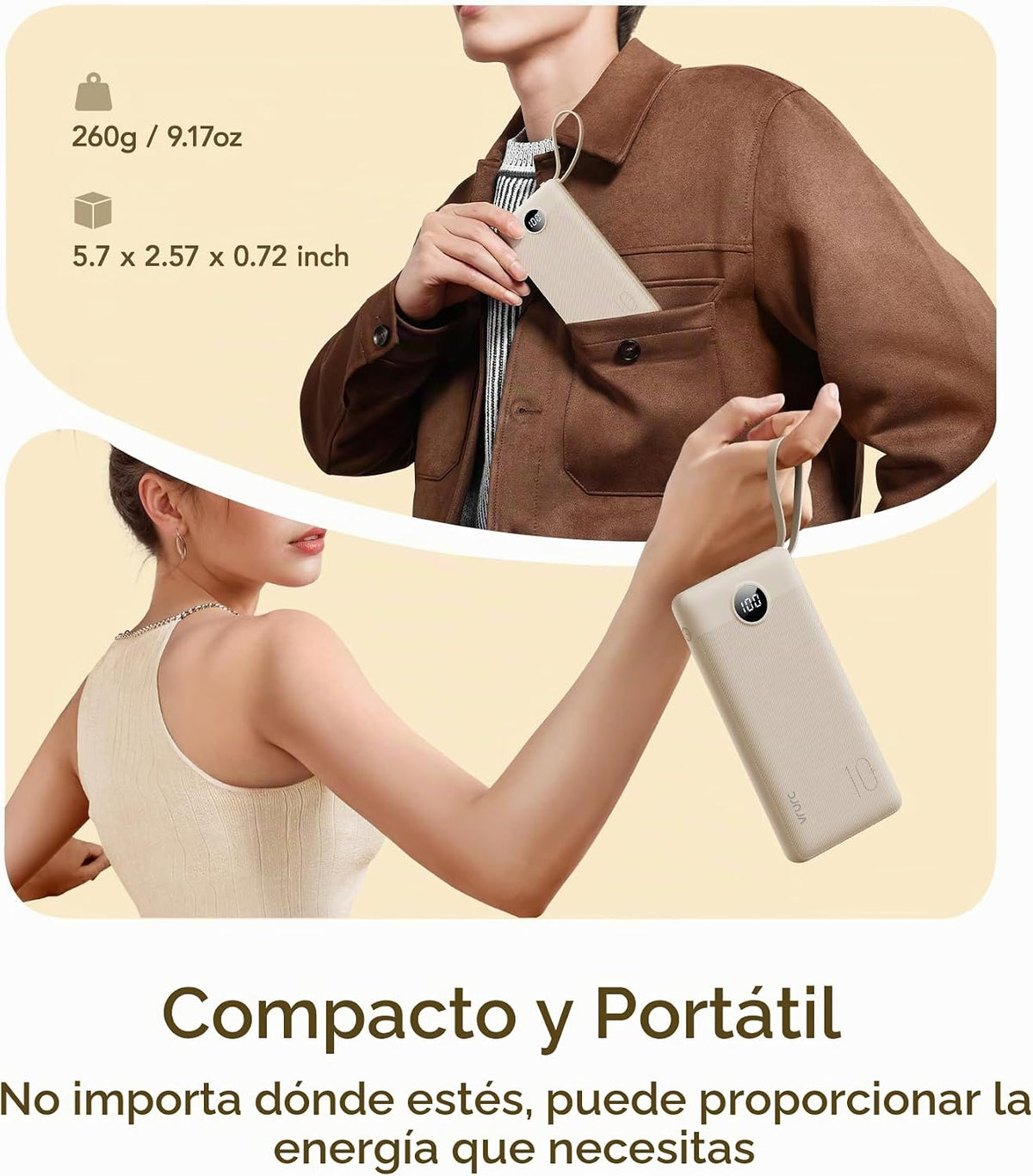 Cargador portátil VRURC, batería de 10000 mAh para viajes esenciale...