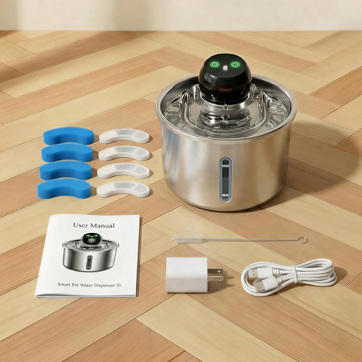 Fuente de agua inalámbrica para gatos de 3 litros\/101 onzas, fuent...