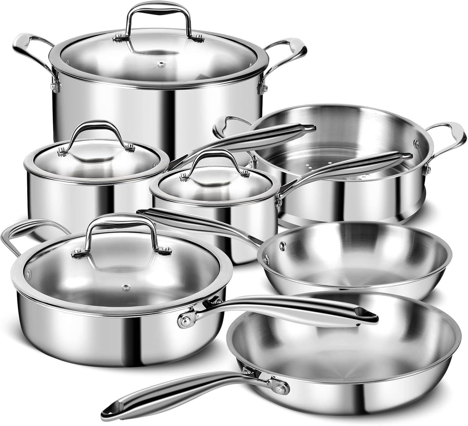 Juego de utensilios de cocina de acero inoxidable de 3 capas de 11...