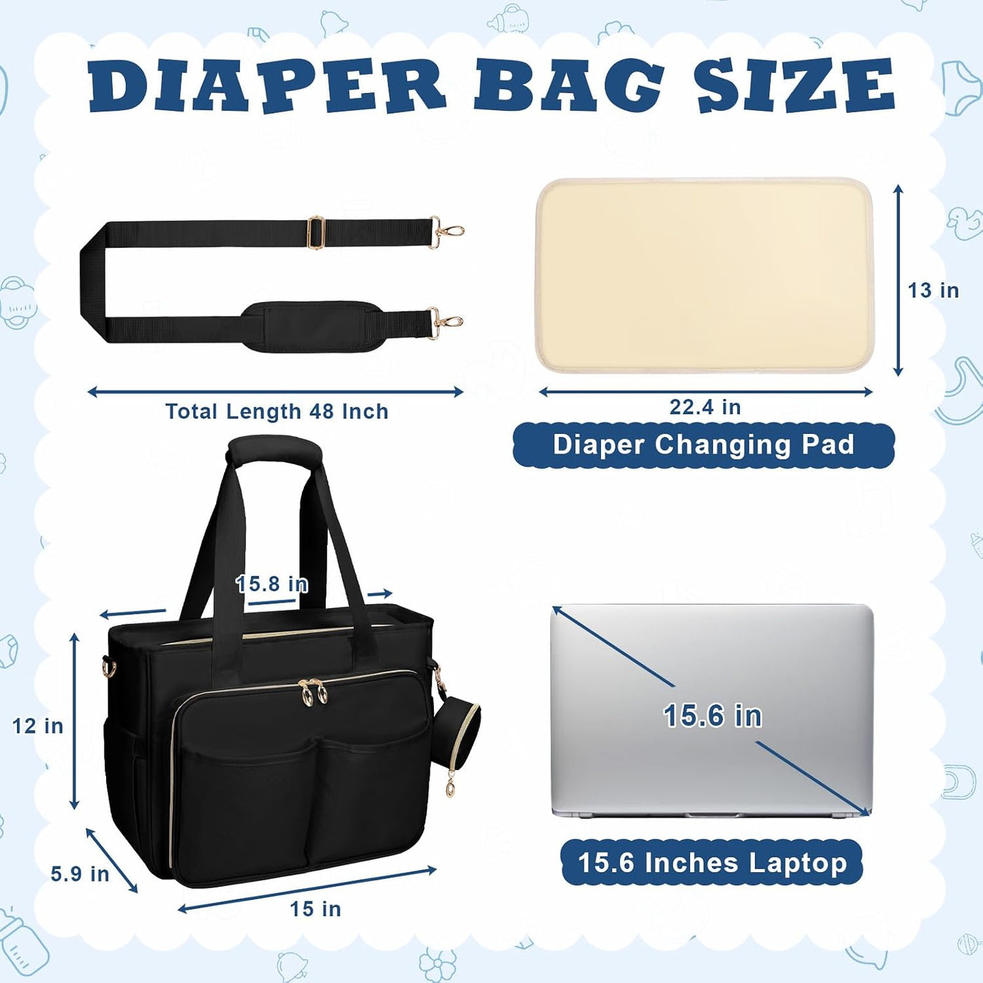 GDNasist Bolsa de pañales, bolsa de pañales de viaje de gran capaci...