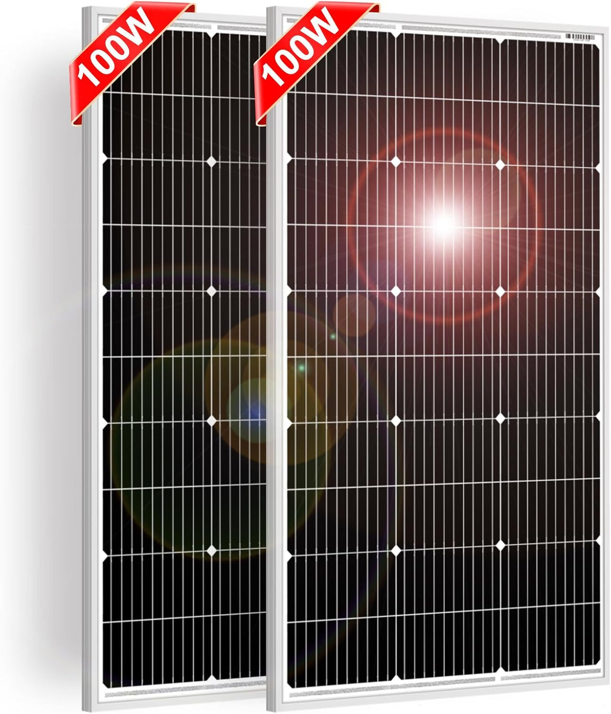 DOKIO Paneles solares de 200 W, paquete de 2 unidades de 100 W, 18...