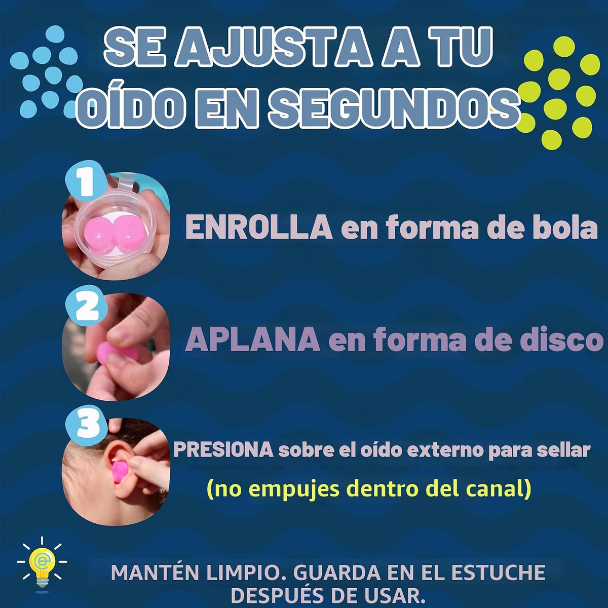 Paquete de 3 pares de tapones para los oídos flotantes de Putty Bud...