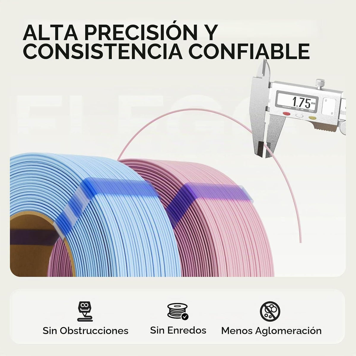ELEGOO Filamento de repuesto PLA mate de 0.07 in, 8.8 lbs, negro\/b...