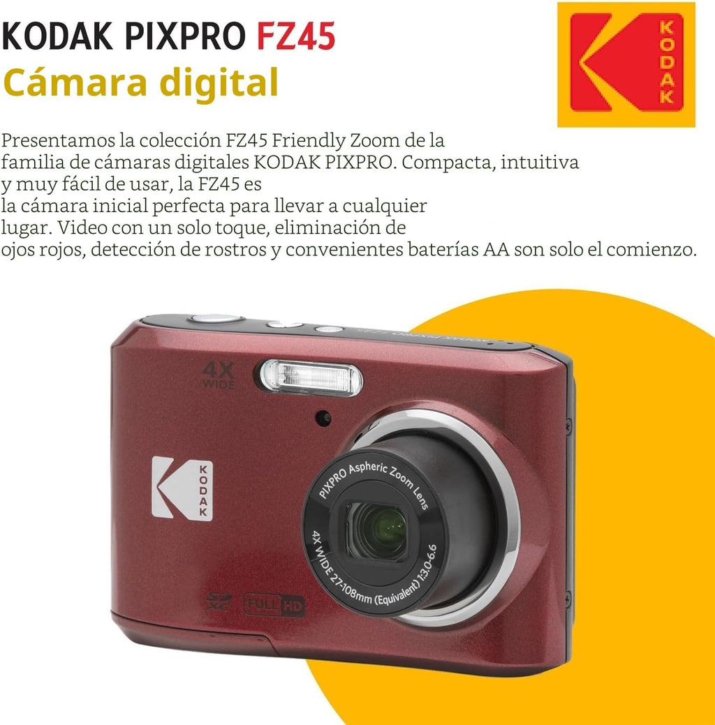 Cámara digital KODAK PIXPRO FZ45 de 16 MP con zoom óptico de 4X, le...