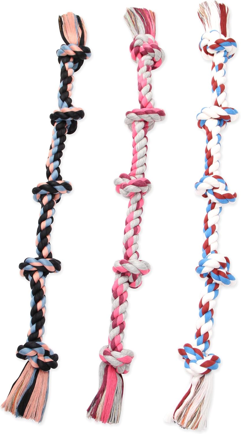 Mammoth Flossy Chews - Tirador de cuerda multicolor de 5 nudos, jug...