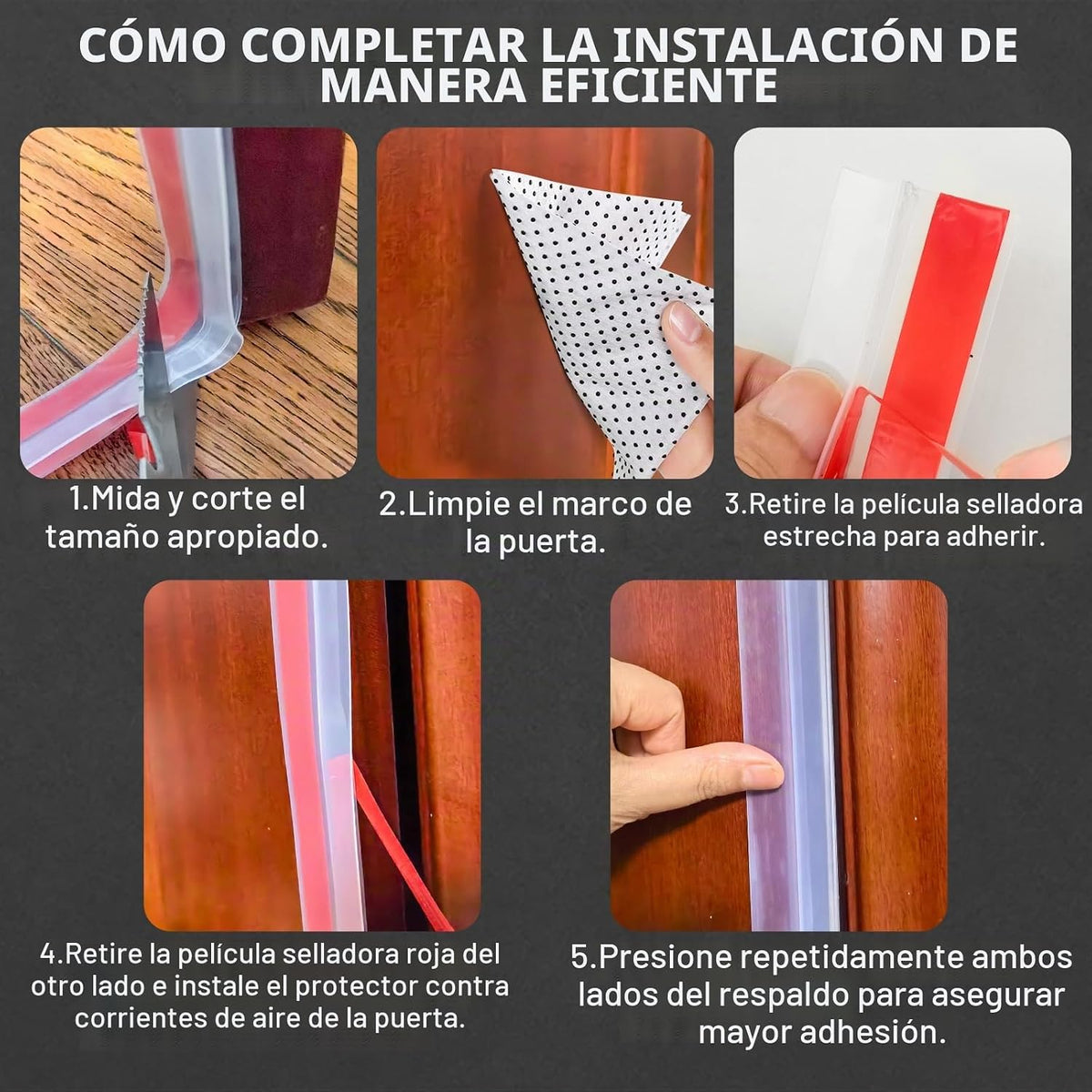 Bruiefpap - Sello de silicona para puerta, tira de sellado mejorada...