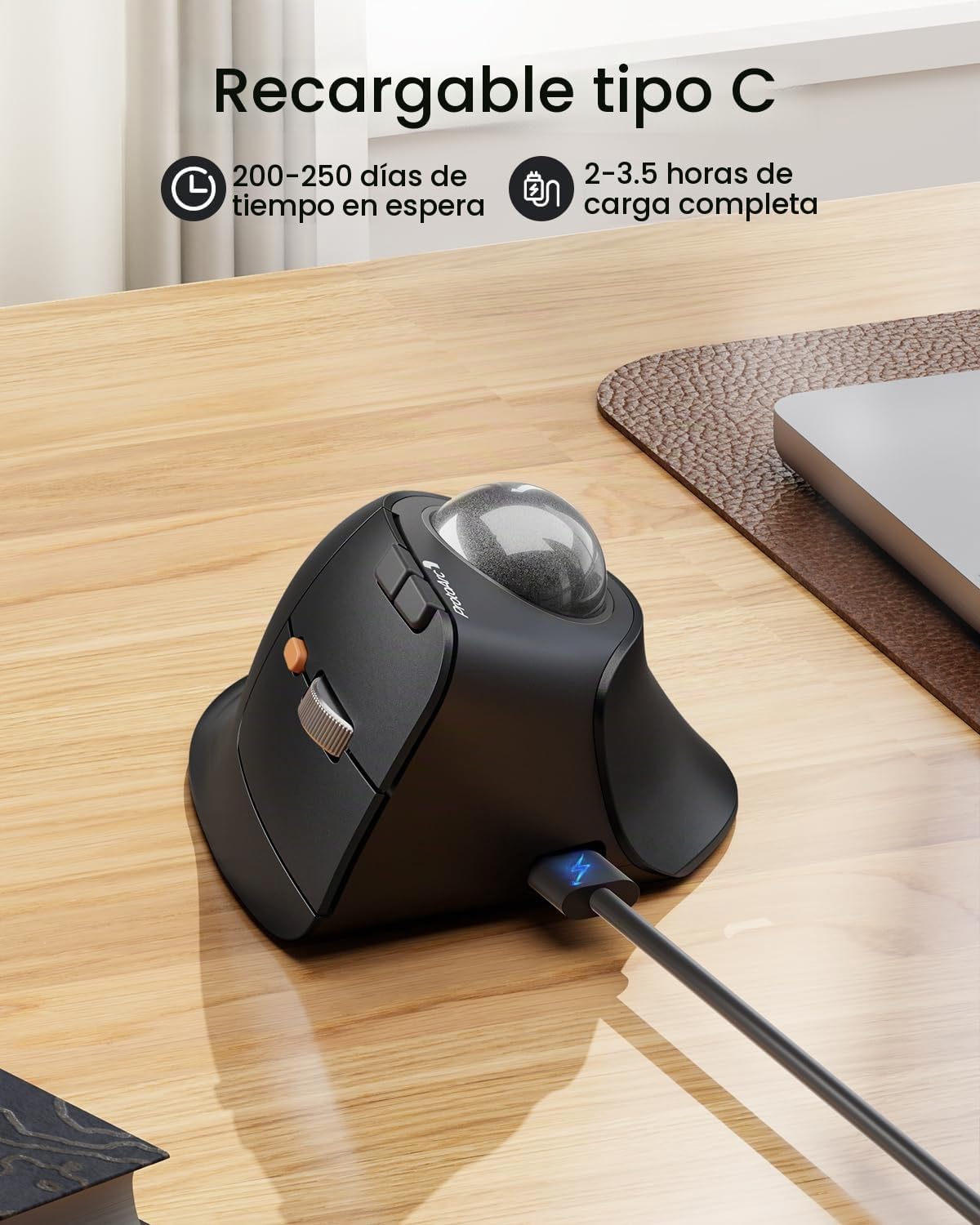ProtoArc Ratón inalámbrico del Trackball de EM05 NL, ratón vertical...