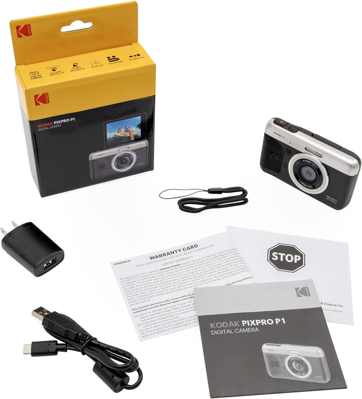 KODAK PIXPRO P1 - Cámara digital impermeable de 13 MP, color negro...