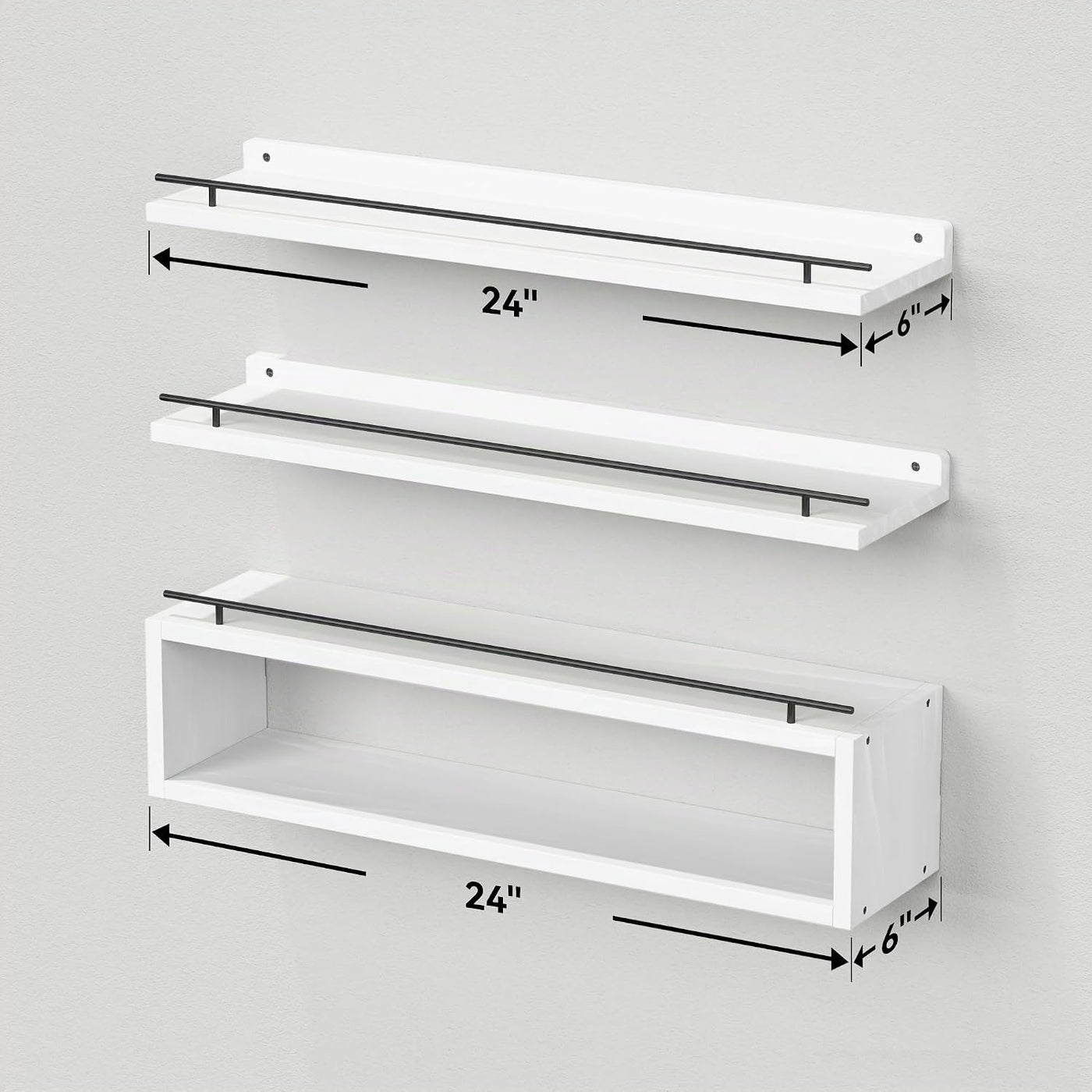 WOPITUES Estantes Flotantes para Pared de 24 Pulgadas con Estante d...